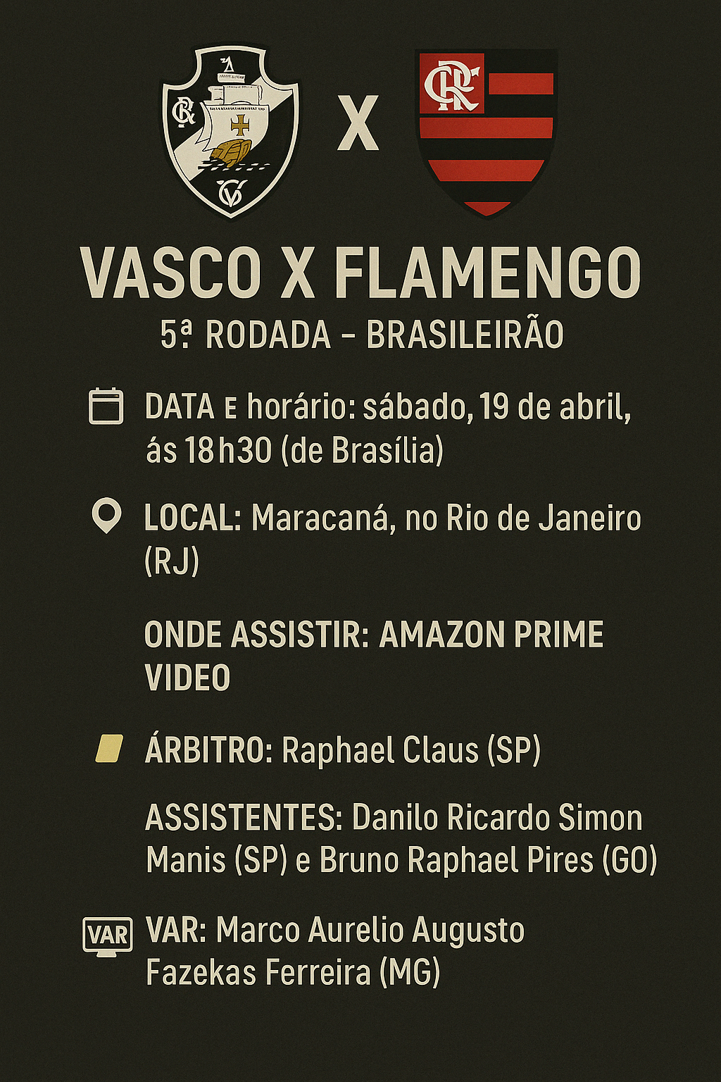 Clássico entre Vasco e Flamengo no Brasileirão